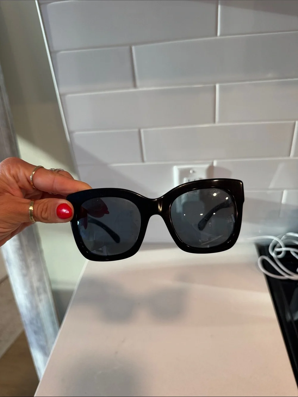 CHANEL Black Quilted Leather Eyewear Case